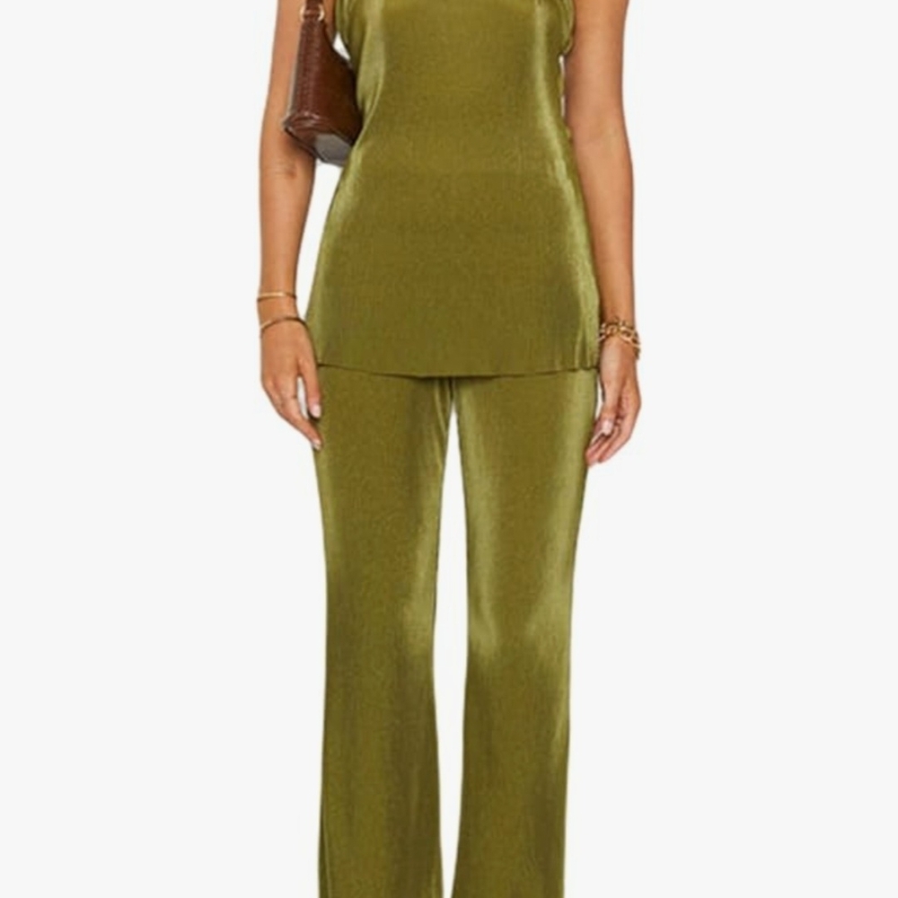Never Worn Strapless Two-Piece Pantsuit with Cut-out Back. Olive Green. Size S
